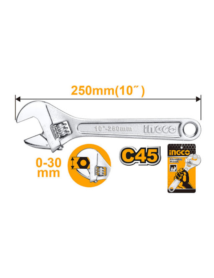 Разводной ключ 10" 250mm INGCO 