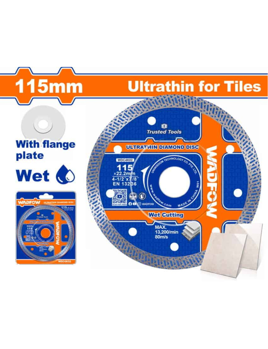 Алмазный отрезной диск универсальный 115*22.2мм WADFOW WDC4K02